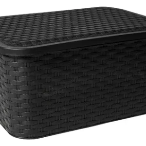 caja organizadora mediana simil rattan con tapa!