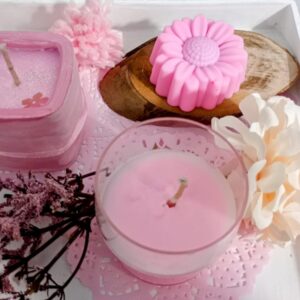 set "jardín rosa" en bandeja